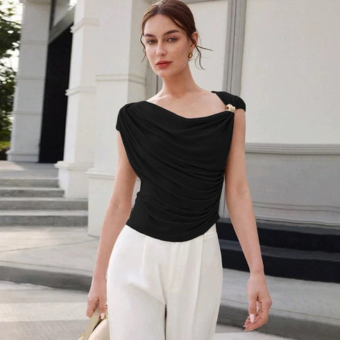 Wide Cowl Neck Design Top